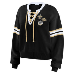 NFL New Orleans Saints WEAR by Erin Andrews Women's Lace-Up Pullover Sweatshirt