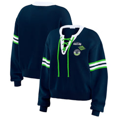 NFL Seattle Seahawks WEAR by Erin Andrews Women's Lace-Up Pullover Sweatshirt