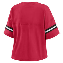 NFL Arizona Cardinals WEAR by Erin Andrews Women's Color Block Boxy Modest Crop V-Neck T-Shirt