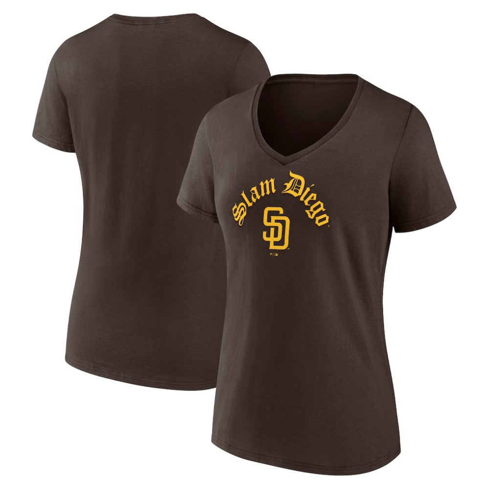 San Diego Padres Women's Local V-Neck T-Shirt - Brown