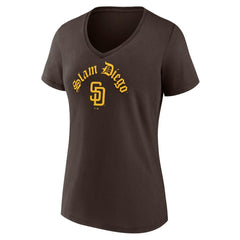San Diego Padres Women's Local V-Neck T-Shirt - Brown