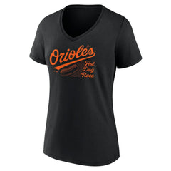 Baltimore Orioles Women's Hot Dog Race V-Neck T-Shirt - Black