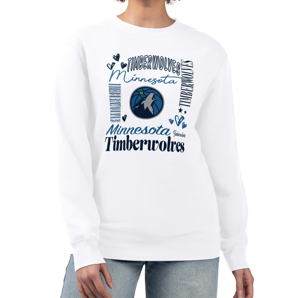 Minnesota Timberwolves G-III 4Her by Carl Banks Women's Collage Team Graphic Fleece Pullover Sweatshirt - White shop