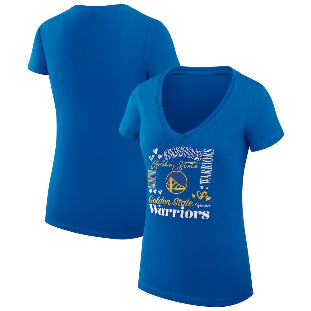 Golden State Warriors G-III 4Her by Carl Banks Women's Super-Slim Fit Lightweight Team Name Collage Graphic V-Neck T-Shirt sale - Royal sale