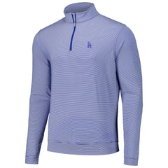 Los Angeles Dodgers Peter Millar Perth Sugar Stripe Performance Quarter-Zip Top - Royal