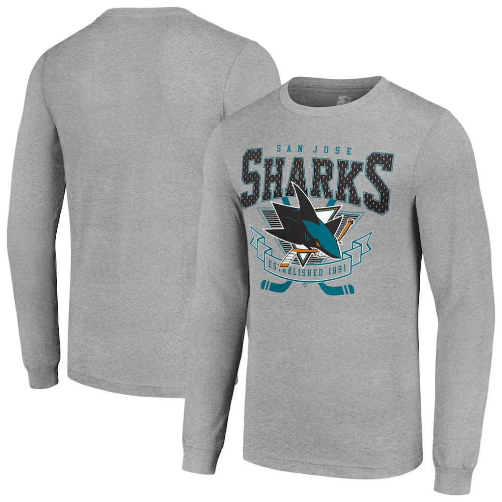 San Jose Sharks Starter '80s Inspired Team Logo Long Sleeve T-Shirt