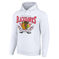 Chicago Blackhawks Starter Team Logo Graphic Fleece Tri-Blend Pullover Hoodie