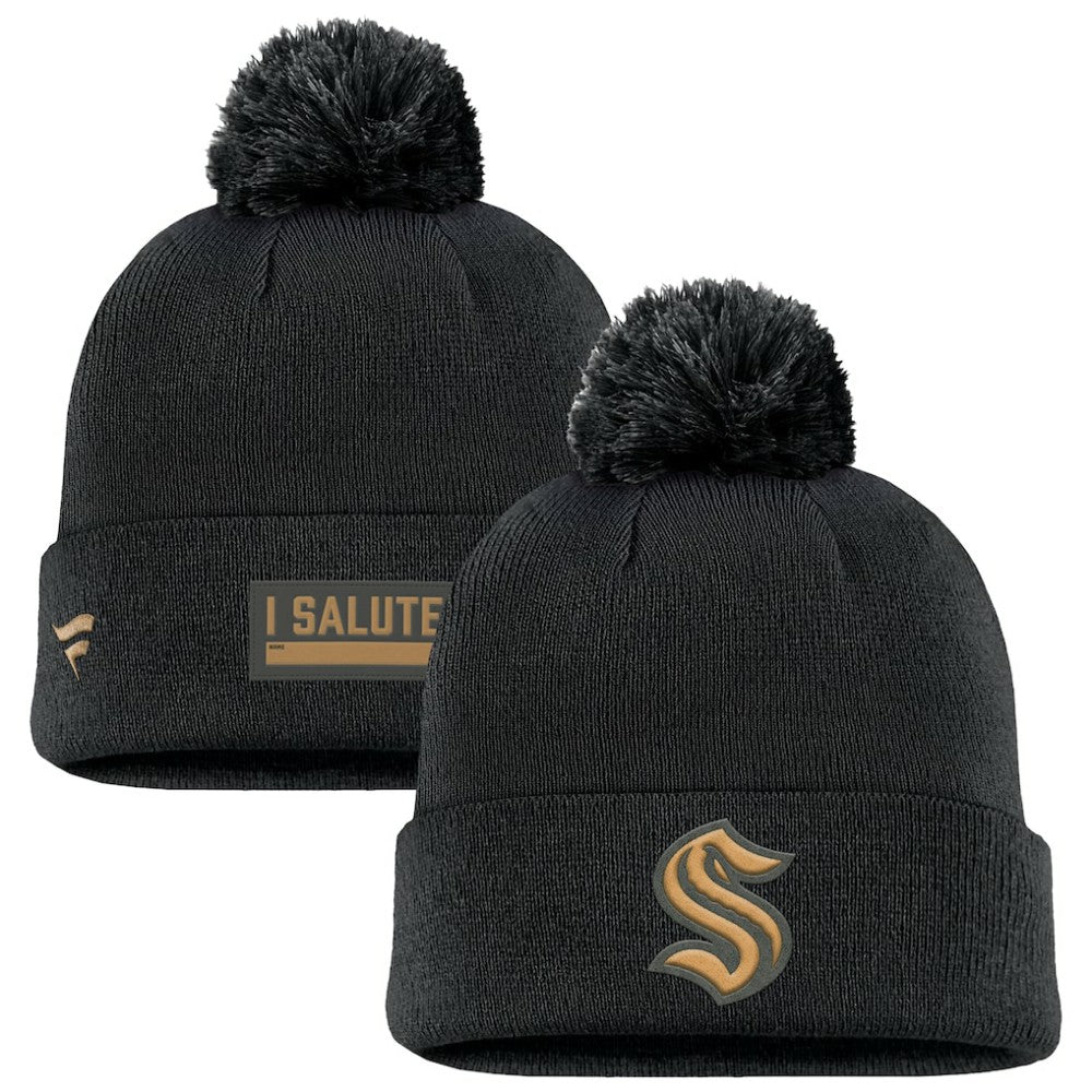 Seattle Kraken Fanatics Military Appreciation Cuffed Knit Hat with Pom
