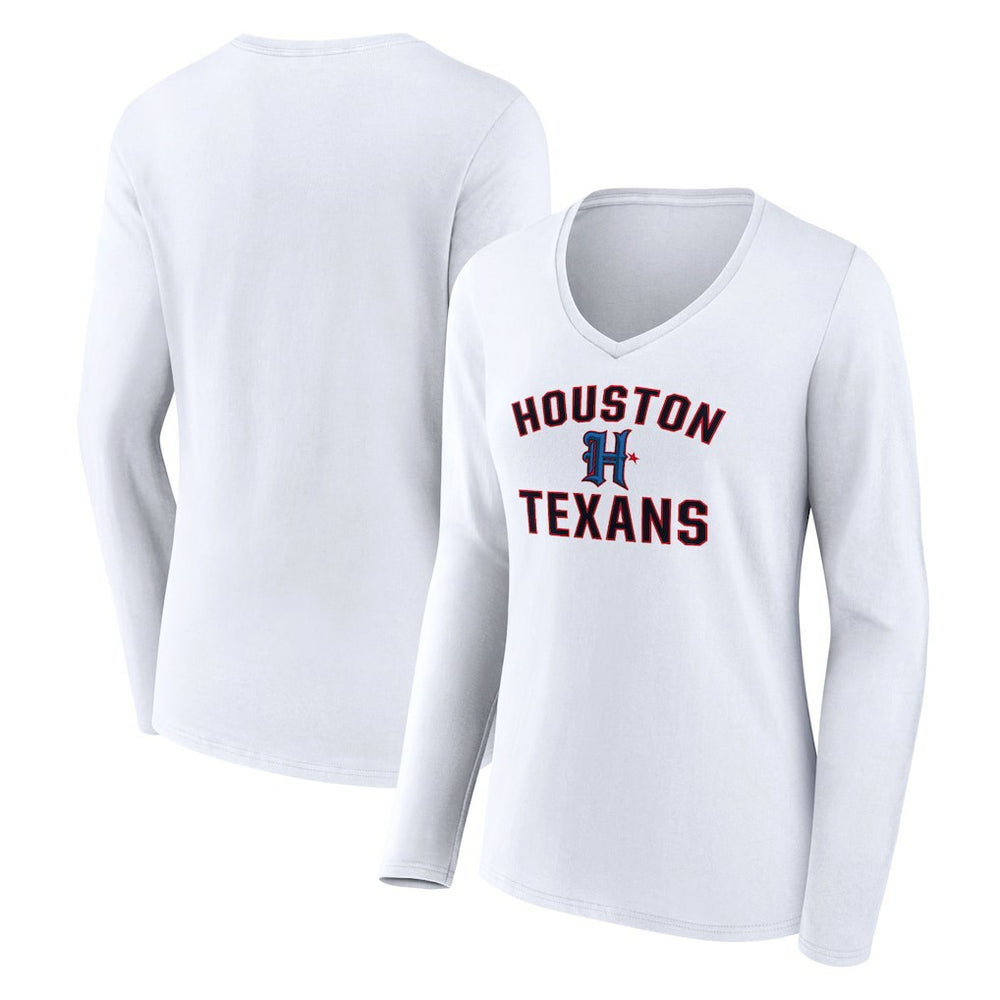 NFL Houston Texans Women's Secondary Logo Victory Arch Long Sleeve V-Neck T-Shirt