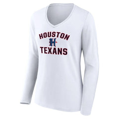 NFL Houston Texans Women's Secondary Logo Victory Arch Long Sleeve V-Neck T-Shirt