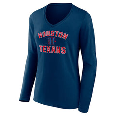 NFL Houston Texans Women's Secondary Logo Victory Arch Long Sleeve V-Neck T-Shirt