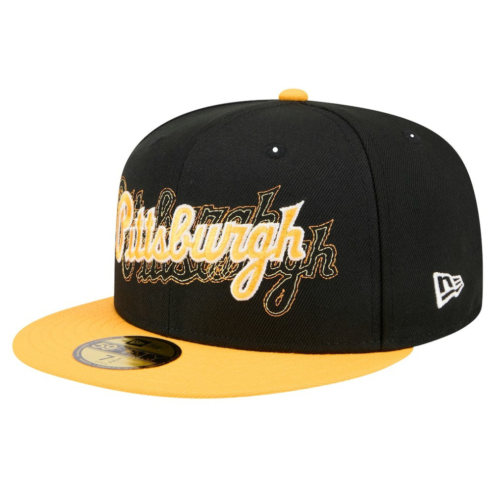 Pittsburgh Pirates Shadow Stitch 59FIFTY Fitted Hat - Black | New Era
