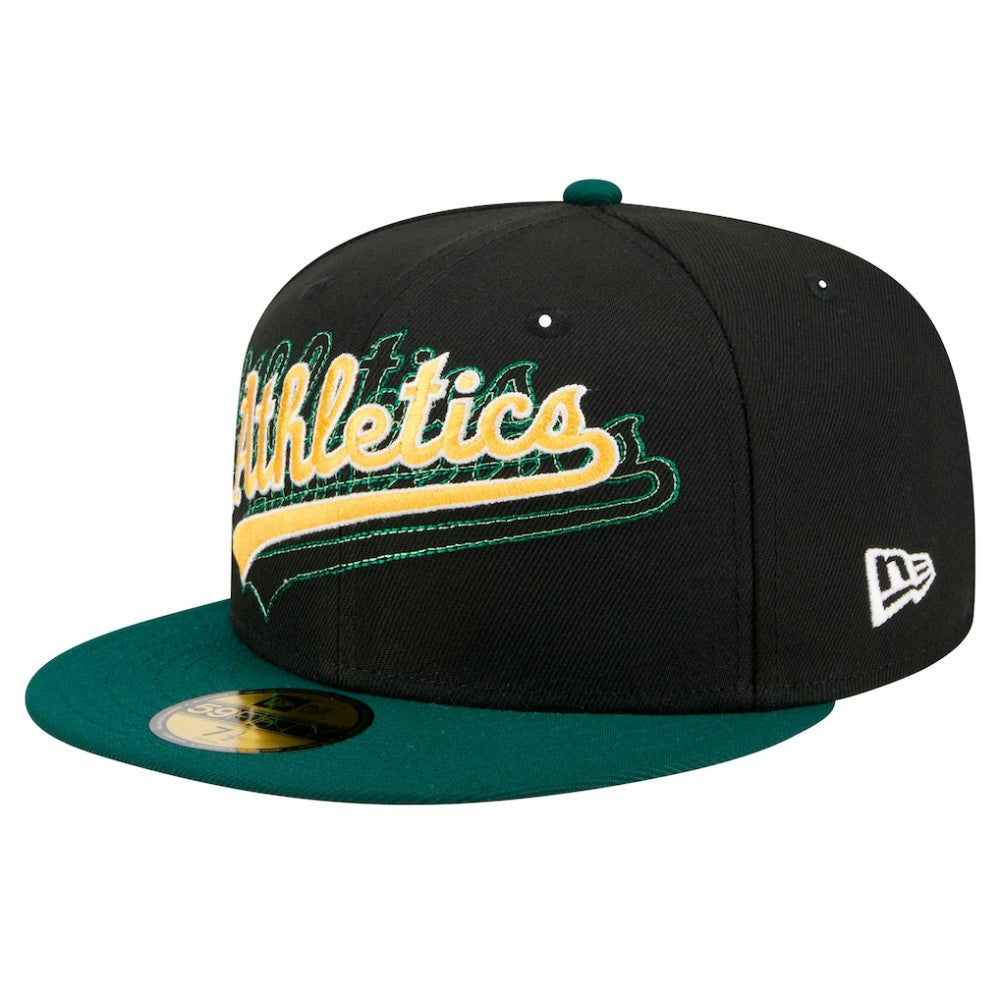 Athletics Shadow Stitch 59FIFTY Fitted Hat - Black | New Era