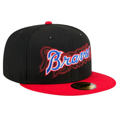 Atlanta Braves Shadow Stitch 59FIFTY Fitted Hat - Black | New Era