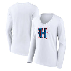 NFL Houston Texans Women's Secondary Logo Long Sleeve V-Neck T-Shirt