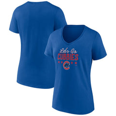 Chicago Cubs Women's Let's Go Cubbies V-Neck T-Shirt - Royal