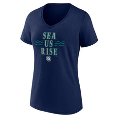 Seattle Mariners Women's Sea Us Rise V-Neck T-Shirt - Navy