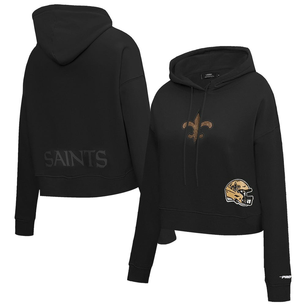 NFL New Orleans Saints Pro Standard Women's Jeweled Cropped Pullover Hoodie
