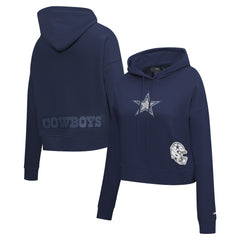NFL Dallas Cowboys Pro Standard Women's Jeweled Cropped Pullover Hoodie