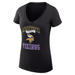 NFL Minnesota Vikings G-III 4Her by Carl Banks Women's Super-Slim Fit Lightweight Team Logo Graphic V-Neck T-Shirt