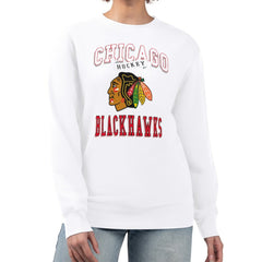 Chicago Blackhawks G-III 4Her by Carl Banks Women's Team Logo Tri-Blend Fleece Pullover Sweatshirt