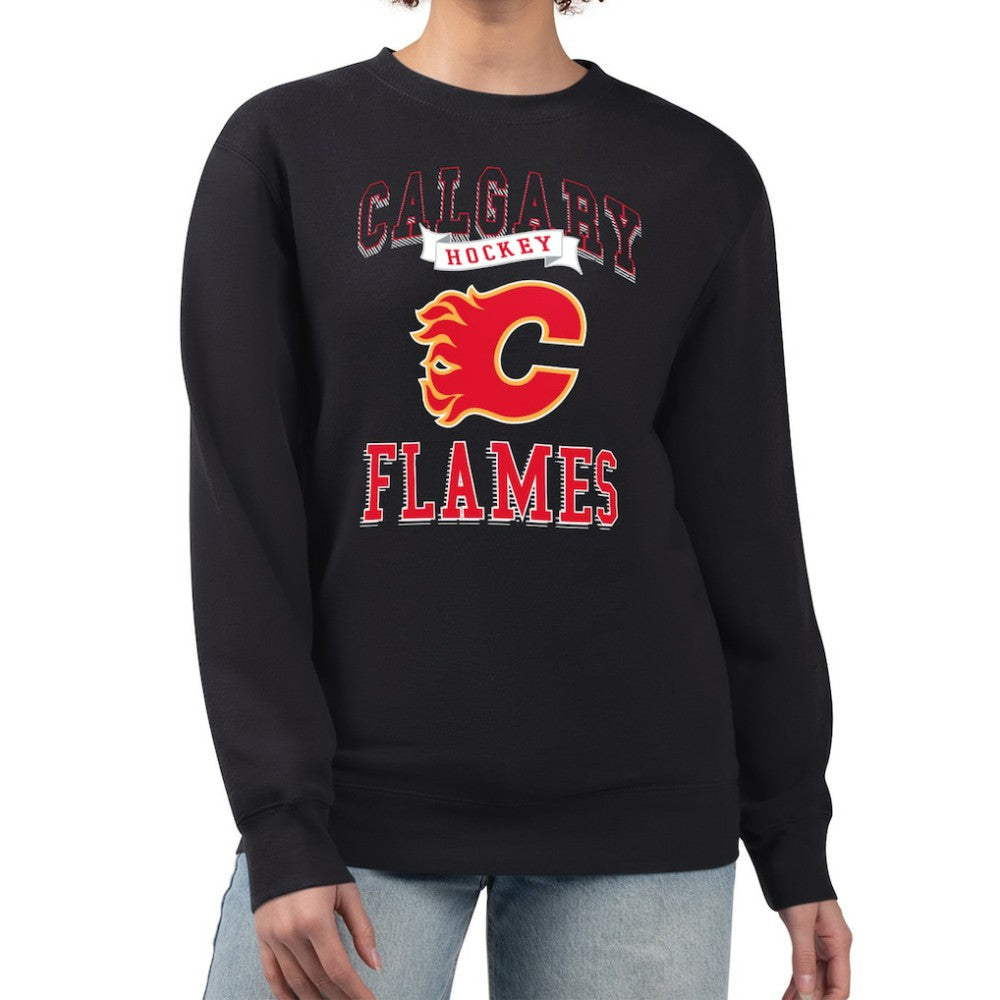 Calgary Flames G-III 4Her by Carl Banks Women's Team Logo Tri-Blend Fleece Pullover Sweatshirt