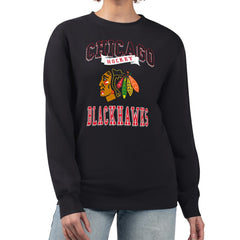 Chicago Blackhawks G-III 4Her by Carl Banks Women's Team Logo Tri-Blend Fleece Pullover Sweatshirt