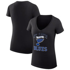 St. Louis Blues G-III 4Her by Carl Banks Women's Super-Slim Fit Lightweight Team Logo Graphic V-Neck T-Shirt