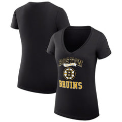 Boston Bruins G-III 4Her by Carl Banks Women's Super-Slim Fit Lightweight Team Logo Graphic V-Neck T-Shirt