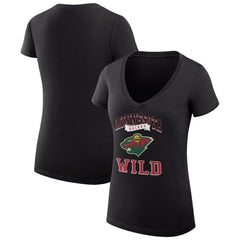 Minnesota Wild G-III 4Her by Carl Banks Women's Super-Slim Fit Lightweight Team Logo Graphic V-Neck T-Shirt