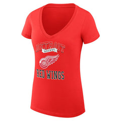 Detroit Red Wings G-III 4Her by Carl Banks Women's Super-Slim Fit Lightweight Team Logo Graphic V-Neck T-Shirt