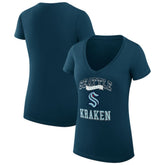 Seattle Kraken G-III 4Her by Carl Banks Women's Super-Slim Fit Lightweight Team Logo Graphic V-Neck T-Shirt