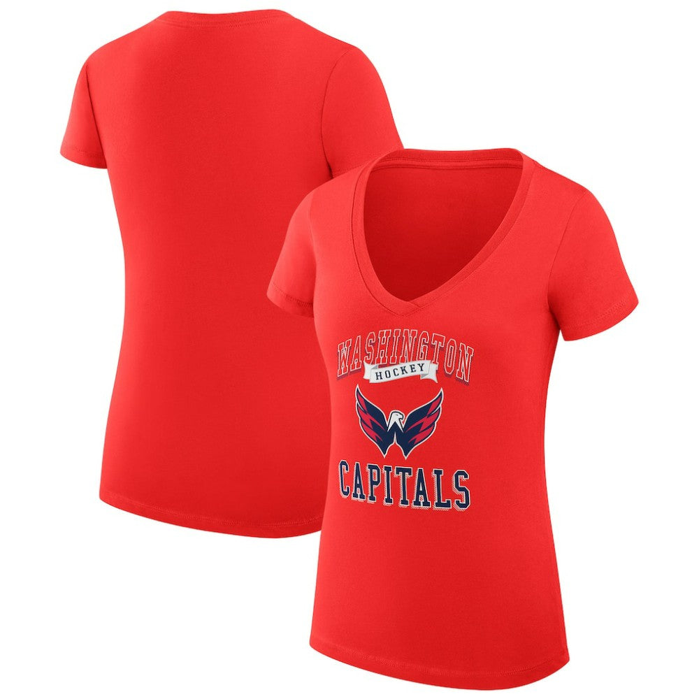 Washington Capitals G-III 4Her by Carl Banks Women's Super-Slim Fit Lightweight Team Logo Graphic V-Neck T-Shirt