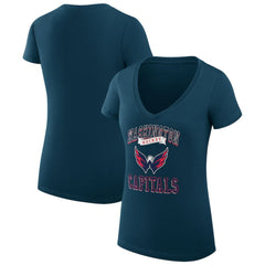 Washington Capitals G-III 4Her by Carl Banks Women's Super-Slim Fit Lightweight Team Logo Graphic V-Neck T-Shirt