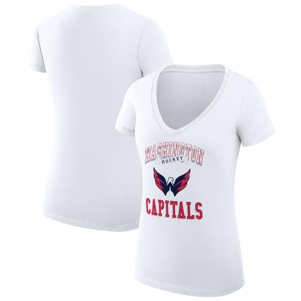 Washington Capitals G-III 4Her by Carl Banks Women's Super-Slim Fit Lightweight Team Logo Graphic V-Neck T-Shirt