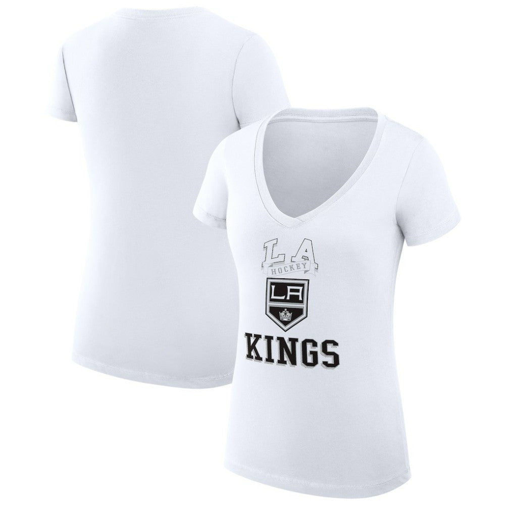 Los Angeles Kings G-III 4Her by Carl Banks Women's Super-Slim Fit Lightweight Team Logo Graphic V-Neck T-Shirt
