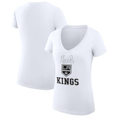 Los Angeles Kings G-III 4Her by Carl Banks Women's Super-Slim Fit Lightweight Team Logo Graphic V-Neck T-Shirt