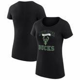 Milwaukee Bucks G-III 4Her by Carl Banks Women's Super-Slim Fit Lightweight Team Logo T-Shirt - Black cheap