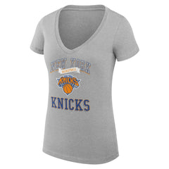New York Knicks G-III 4Her by Carl Banks Women's Super-Slim Fit Lightweight Team Logo V-Neck T-Shirt - Heather Gray outlet