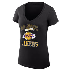 Los Angeles Lakers G-III 4Her by Carl Banks Women's Super-Slim Fit Lightweight Team Logo V-Neck T-Shirt - Black shop