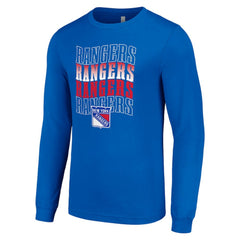 New York Rangers Starter Four Team Name Logo Long Sleeve Graphic T-Shirt