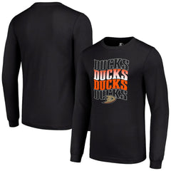 Anaheim Ducks Starter Four Team Name Logo Long Sleeve Graphic T-Shirt