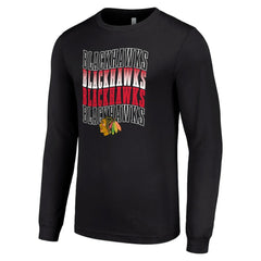 Chicago Blackhawks Starter Four Team Name Logo Long Sleeve Graphic T-Shirt