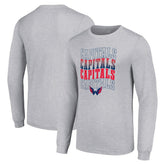 Washington Capitals Starter Four Team Name Logo Long Sleeve Graphic T-Shirt