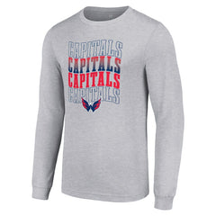 Washington Capitals Starter Four Team Name Logo Long Sleeve Graphic T-Shirt