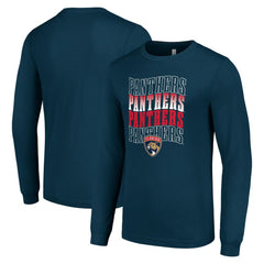 Florida Panthers Starter Four Team Name Logo Long Sleeve Graphic T-Shirt