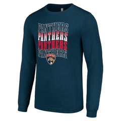 Florida Panthers Starter Four Team Name Logo Long Sleeve Graphic T-Shirt
