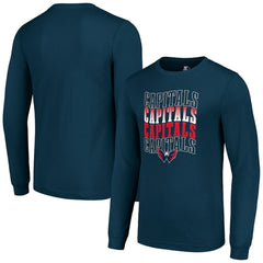 Washington Capitals Starter Four Team Name Logo Long Sleeve Graphic T-Shirt