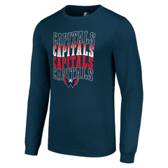 Washington Capitals Starter Four Team Name Logo Long Sleeve Graphic T-Shirt