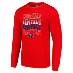 Washington Capitals Starter Four Team Name Logo Long Sleeve Graphic T-Shirt